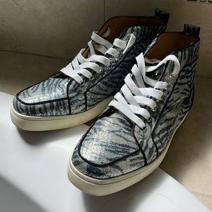 Christian louboutin zebra print mens sneakers